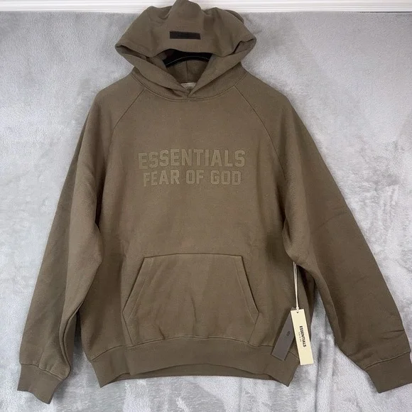 Essentials Fear Of God Hoodie 'Wood' Color Size Large Half-size Oversized NWT - Picture 2 of 14